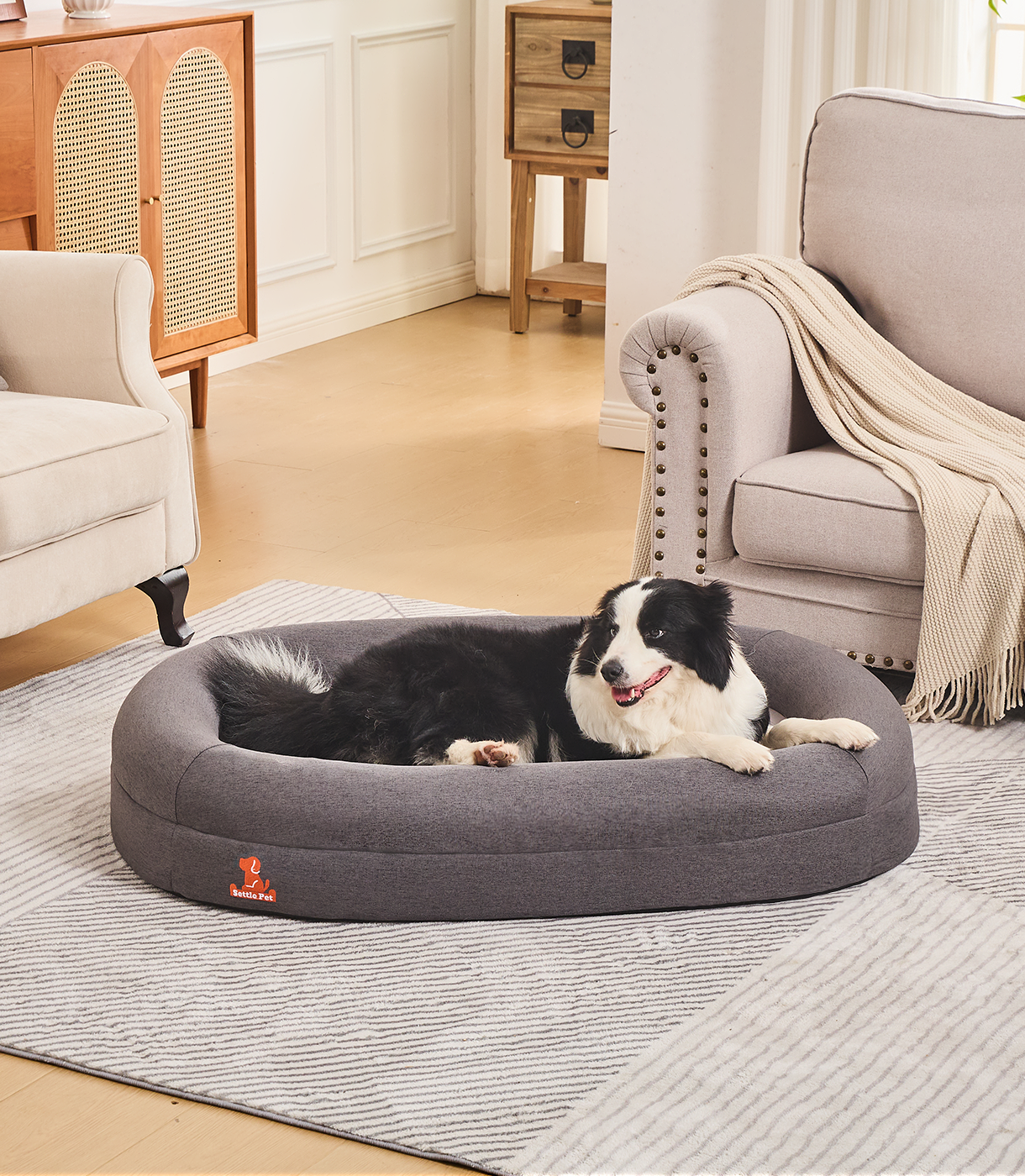 Large Cloud Gray Settle Bed