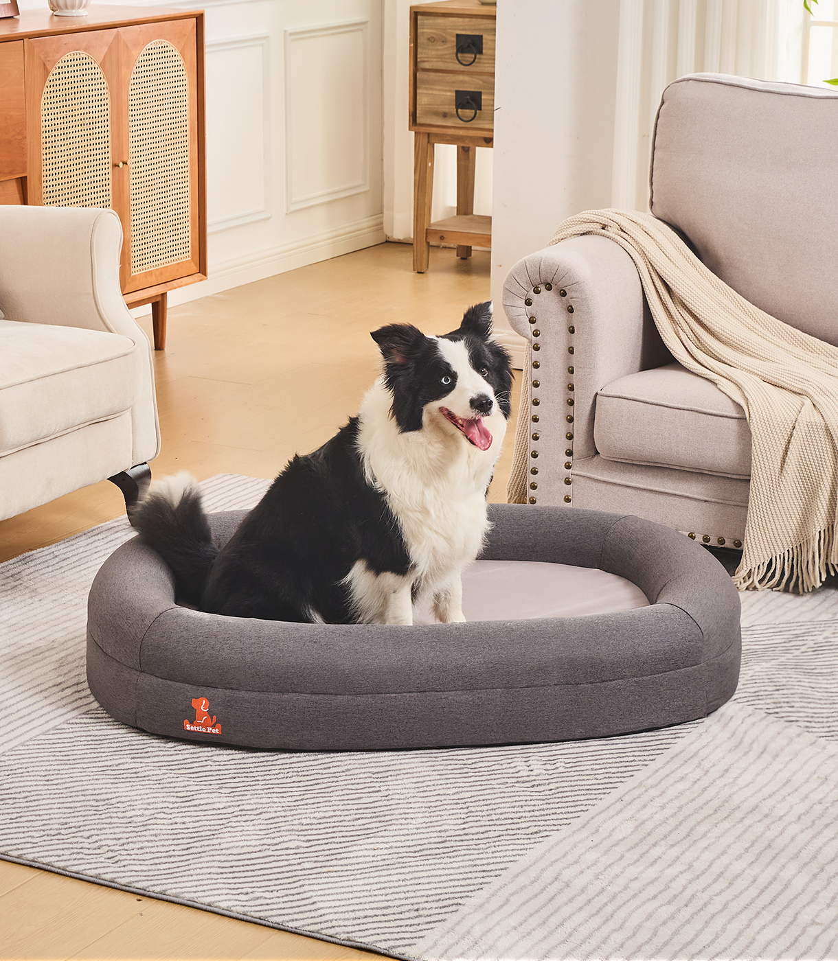 Large Cloud Gray Settle Bed