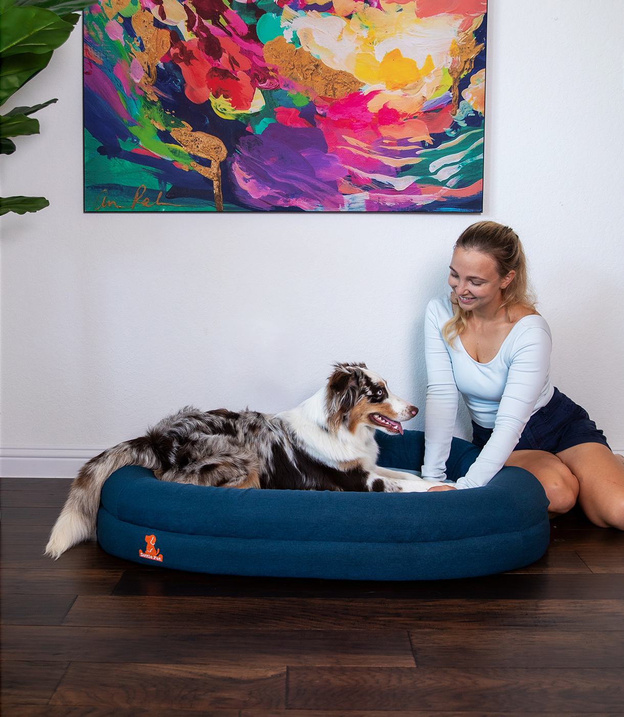 Large Twilight Blue Settle Bed