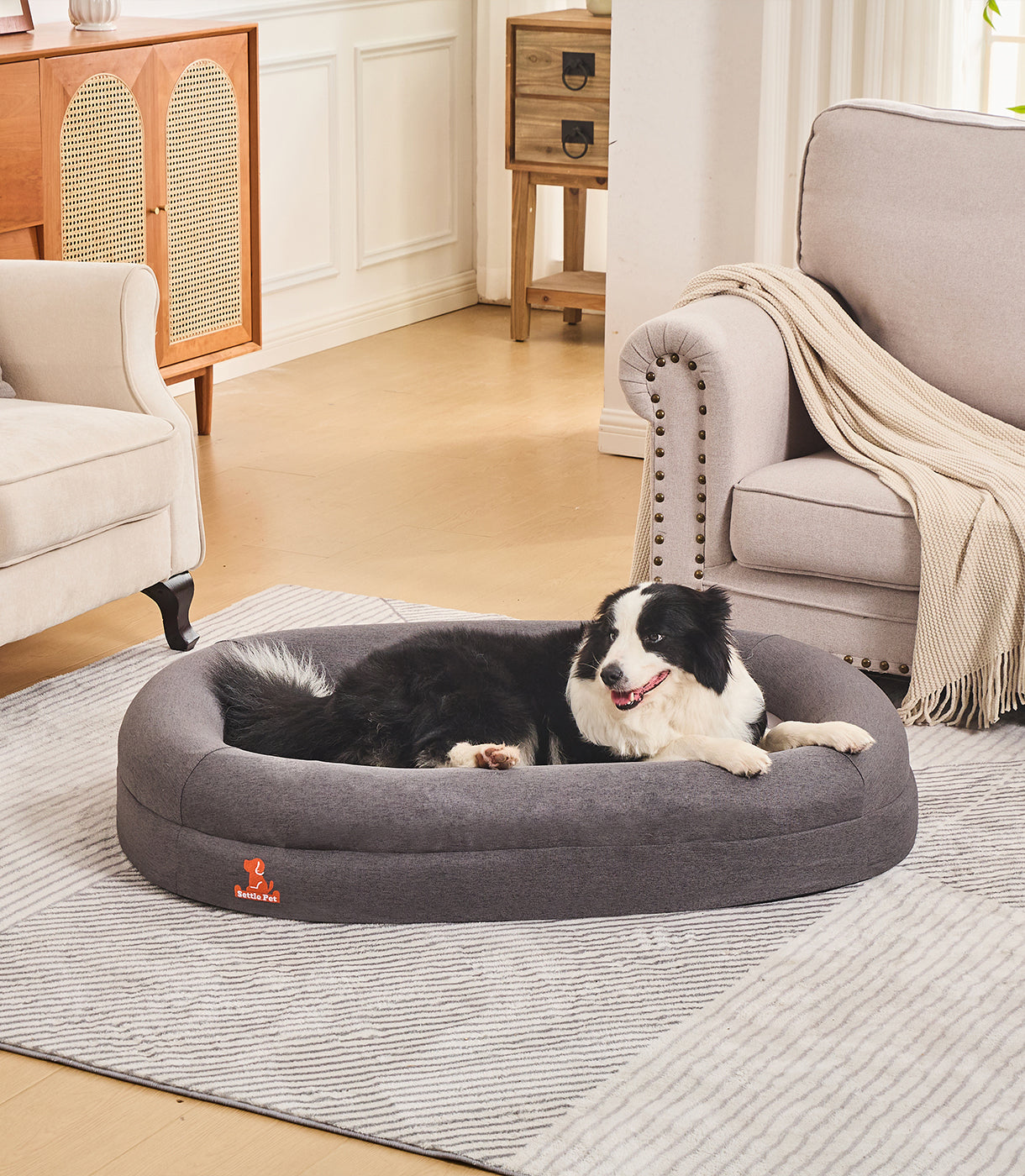 Large Cloud Gray Settle Bed
