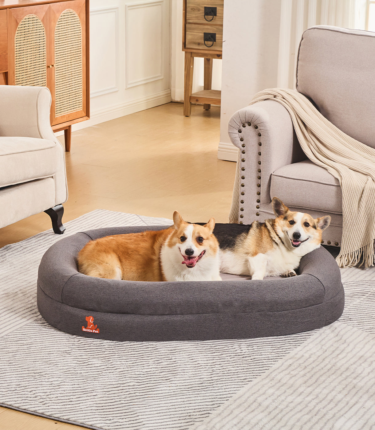Large Cloud Gray Settle Bed