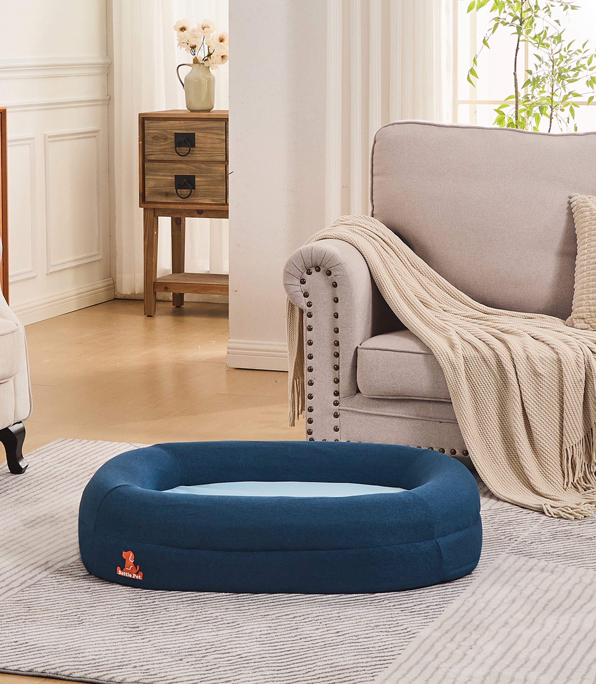 Small Twilight Blue Settle Bed Cover