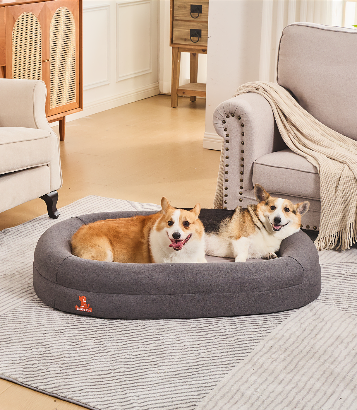 Large Cloud Gray Settle Bed