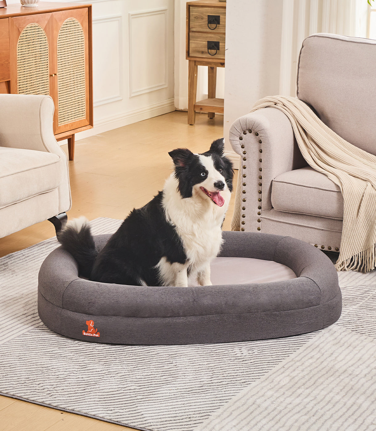 Large Cloud Gray Settle Bed