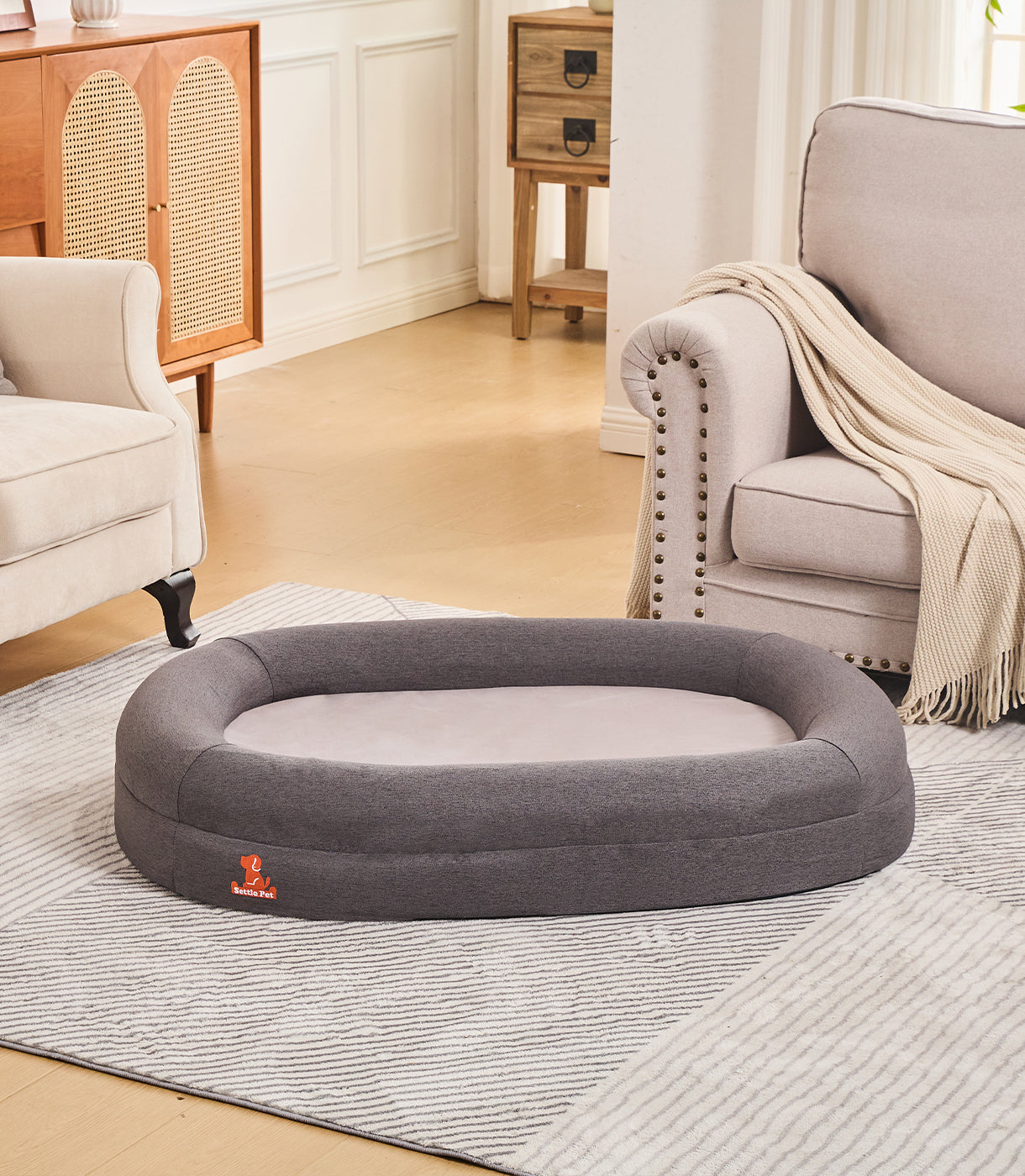 Large Cloud Gray Settle Bed